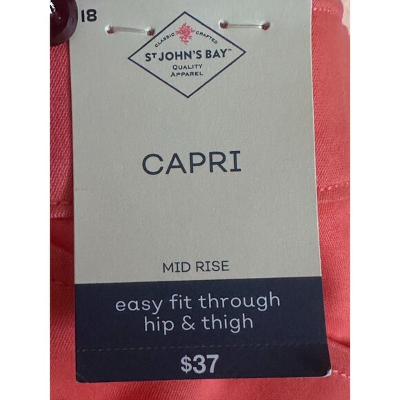St Johns Bay Womens Eastern Coral Mid Rise Capri Pants Slendering Size 18 New - Picture 3 of 11